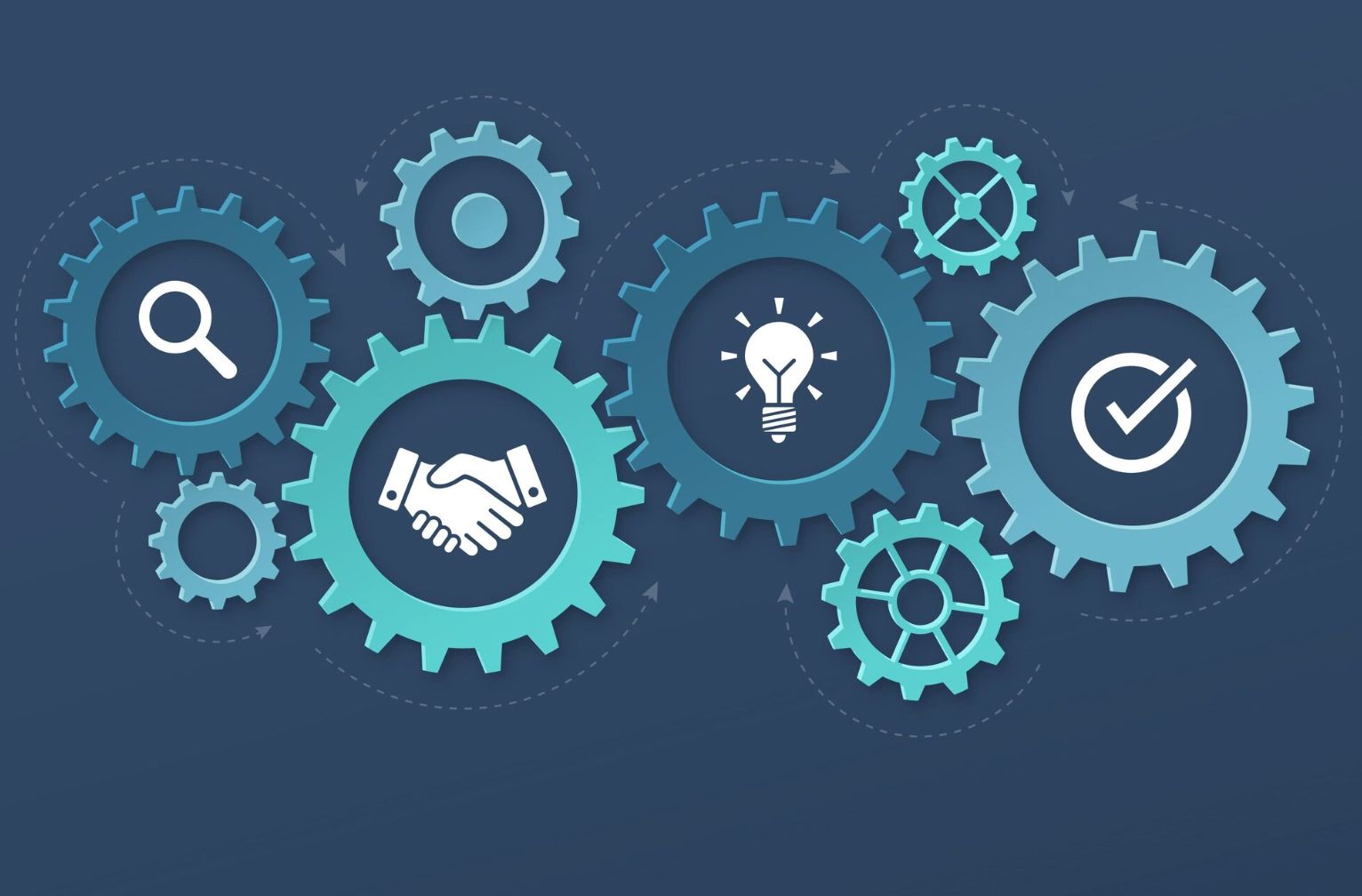 Operational gears representing services and solutions